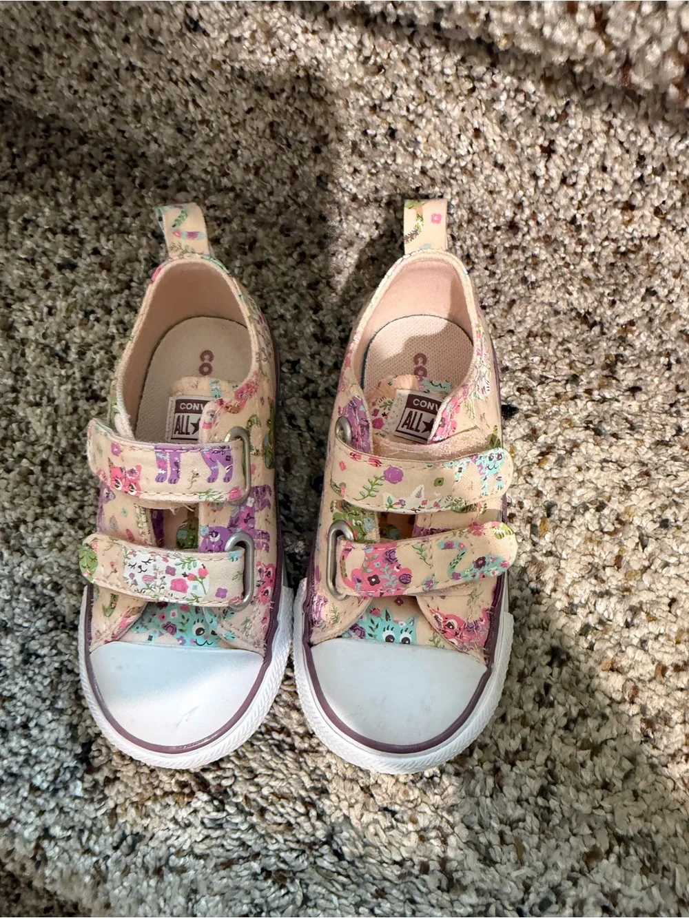 Converse Toddler Cats/Floral Canvas Velcro Sneakers NWT